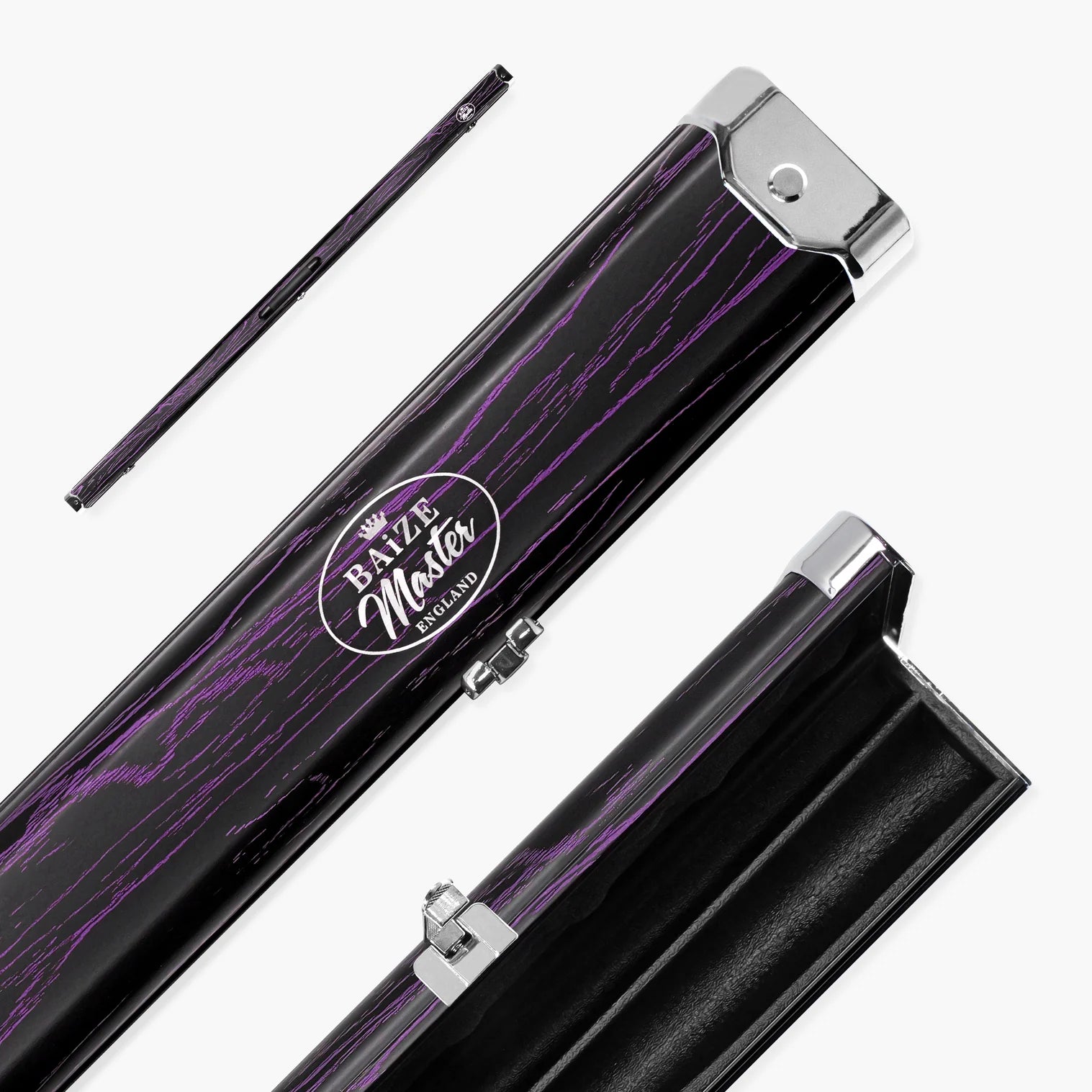 Baize Master Woodgrain Pro Aluminium One Piece Cue Case Metal Ends - Holds 2 Cues