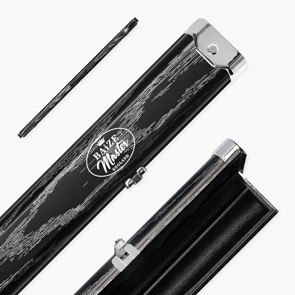 Baize Master Woodgrain Pro Aluminium One Piece Cue Case Metal Ends - Holds 2 Cues