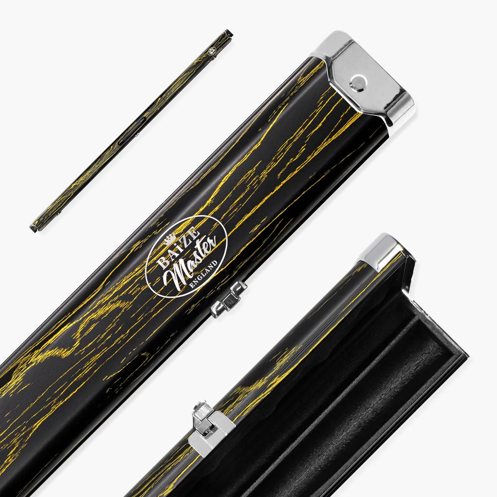 Baize Master Woodgrain Pro Aluminium One Piece Cue Case Metal Ends - Holds 2 Cues