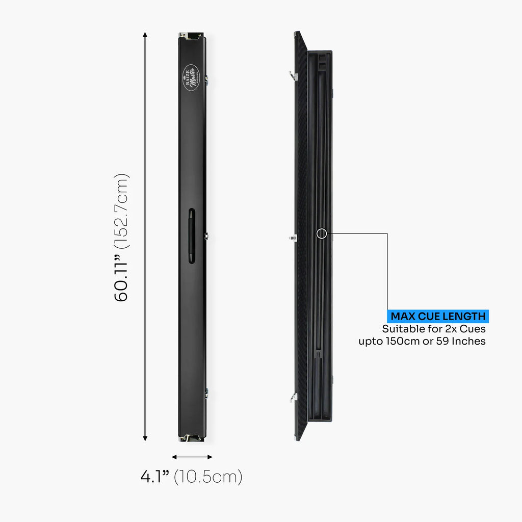 Baize Master Prestige 1 Piece 3 Slot Luxury Metal Cue Case - Holds 2 x 1 Piece Cues