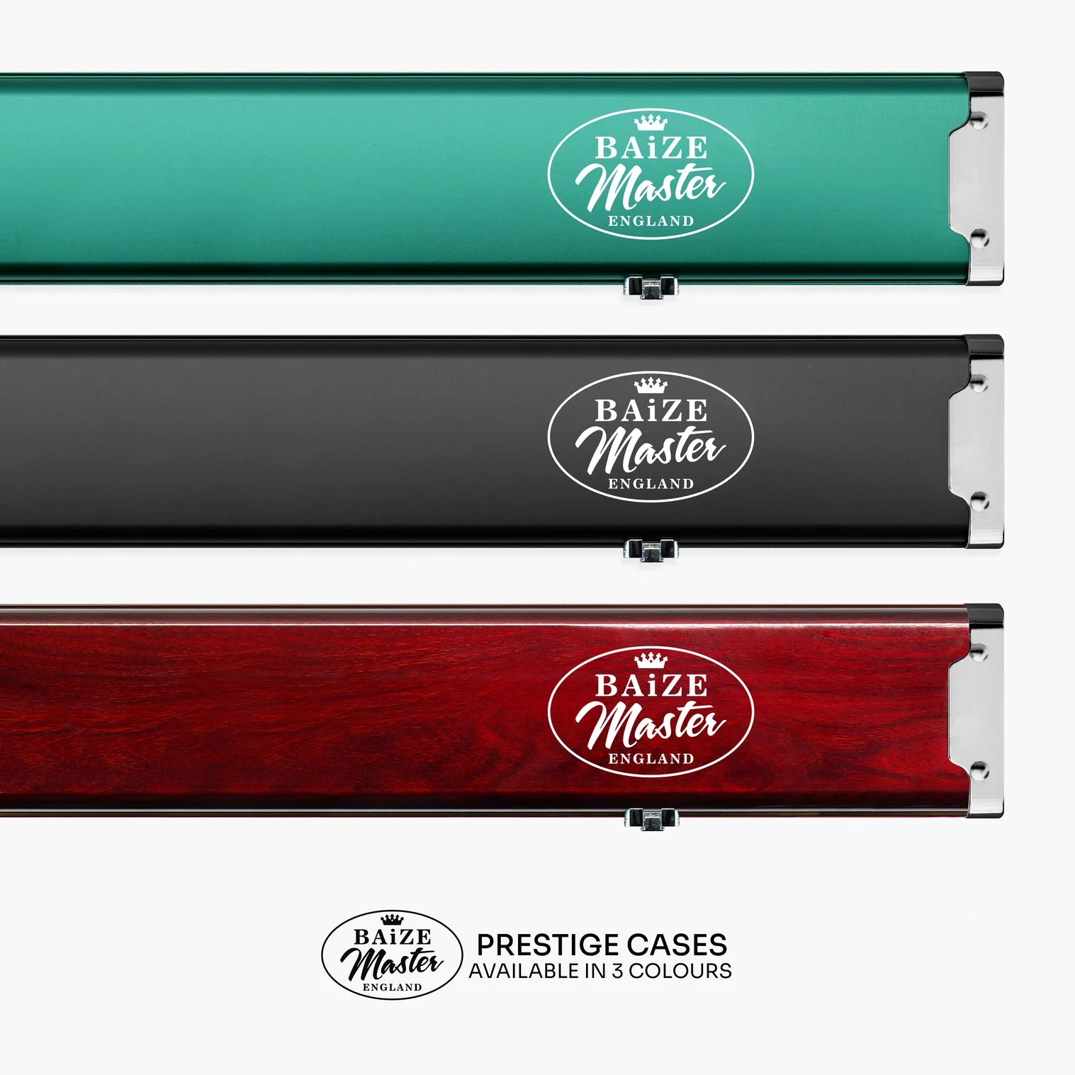 Baize Master Prestige 1 Piece 3 Slot Luxury Metal Cue Case - Holds 2 x 1 Piece Cues