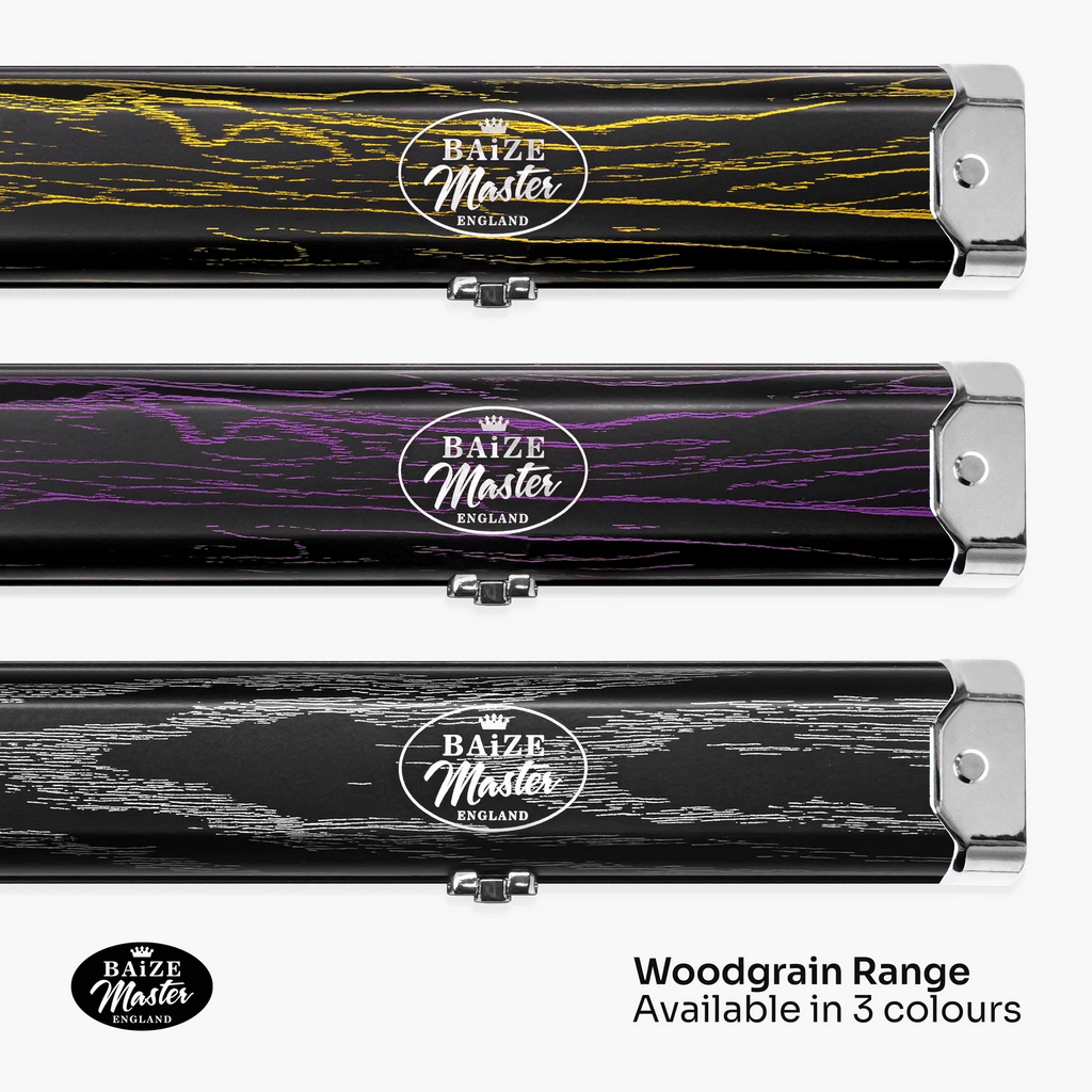Baize Master Woodgrain Pro Aluminium One Piece Cue Case Metal Ends - Holds 2 Cues