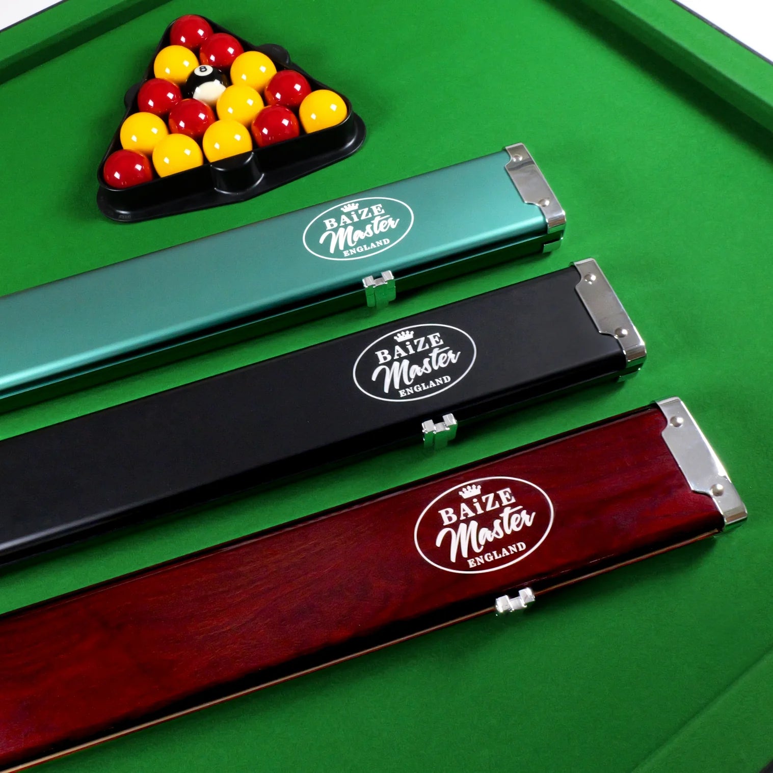 Baize Master Prestige 1 Piece 3 Slot Luxury Metal Cue Case - Holds 2 x 1 Piece Cues