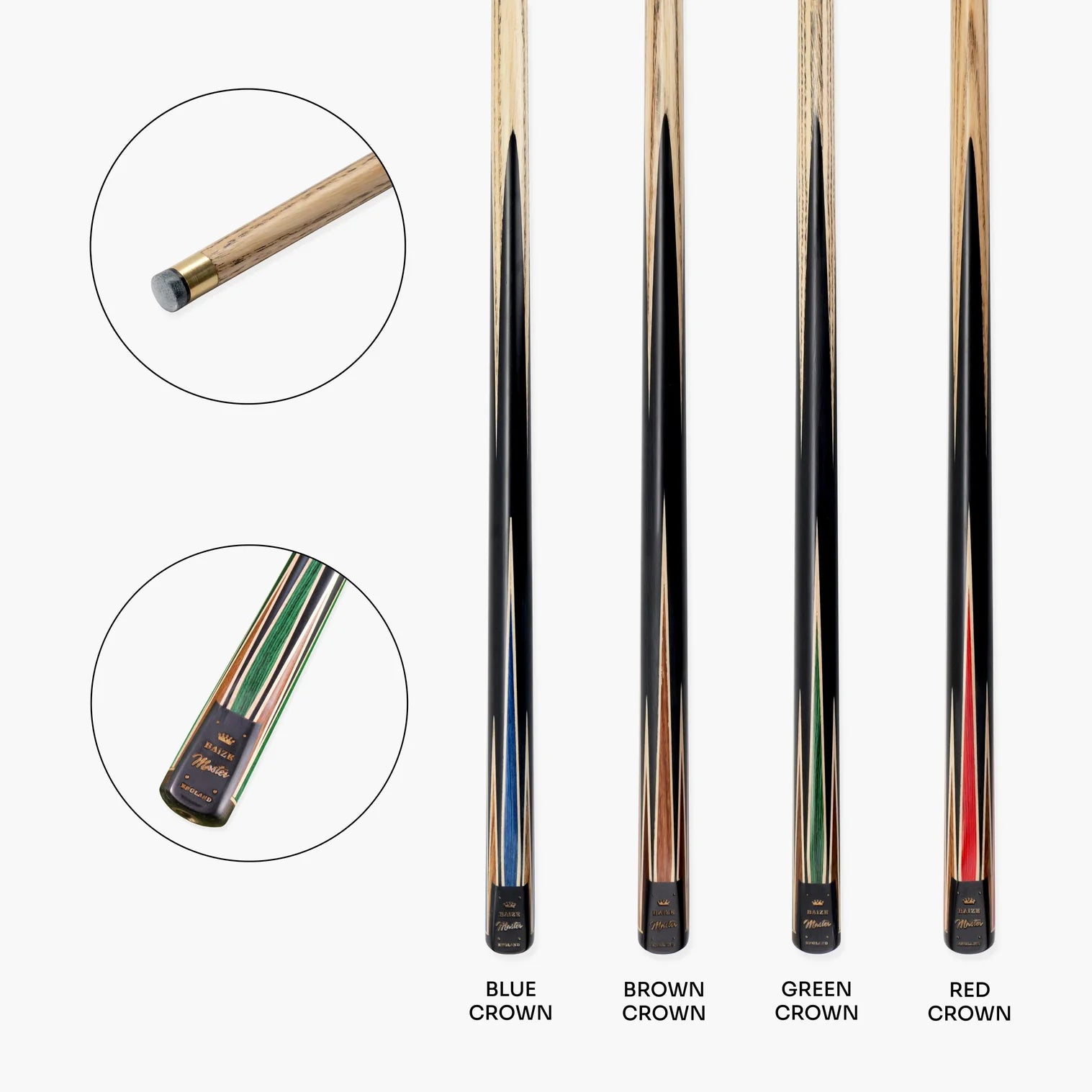 Baize Master CROWN Series PRO-FINISH 1pc 57 Inch Pool Cue - 8.5mm Luxury Tip