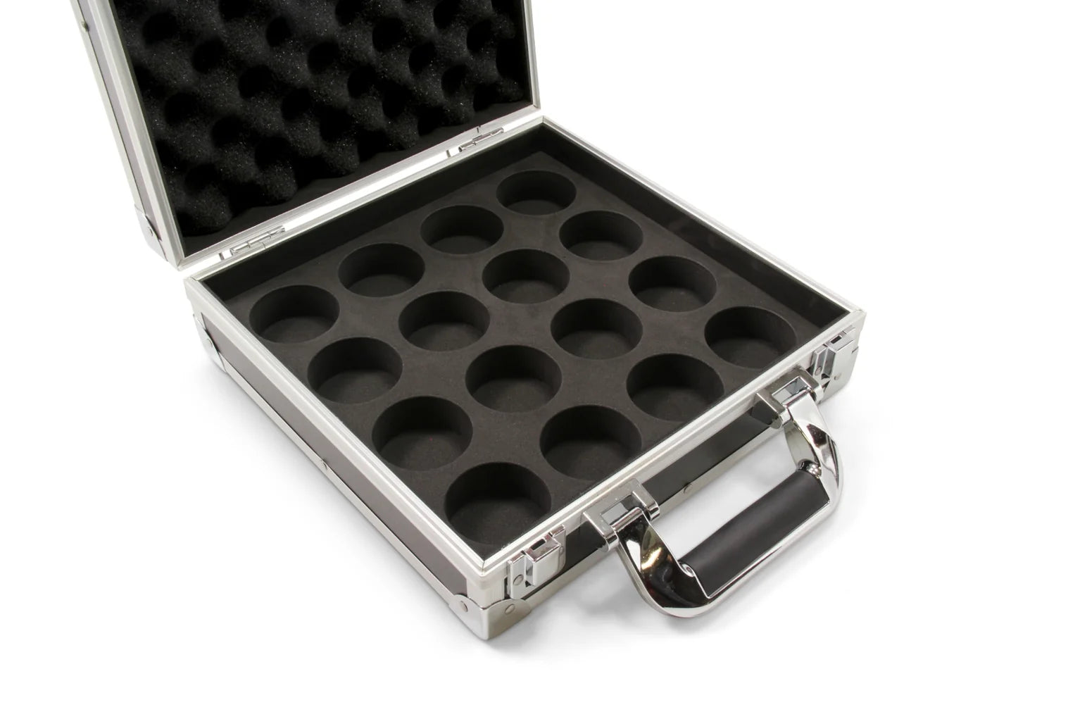Silver Aluminium Flight POOL Ball Carry Case - Holds 16 Balls
