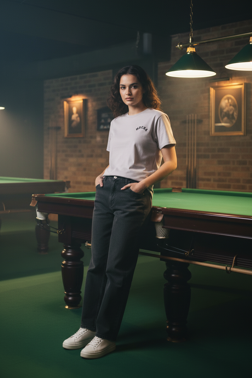 MBCSA Grey Tee Female Model - Pool Hall